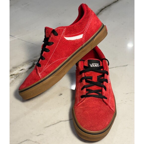 Vans Seldan Lace Up Gum Sidewall Skate Sneaker Youth 5.5 Dark Red - Picture 4 of 10